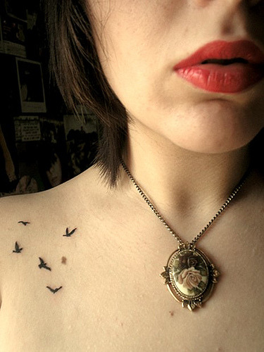 tattoo birds cute girl