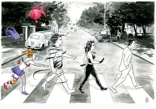 Sandman Abbey Road by Mike Allred. Tags: Beatles Death Delirium Mike Allred 