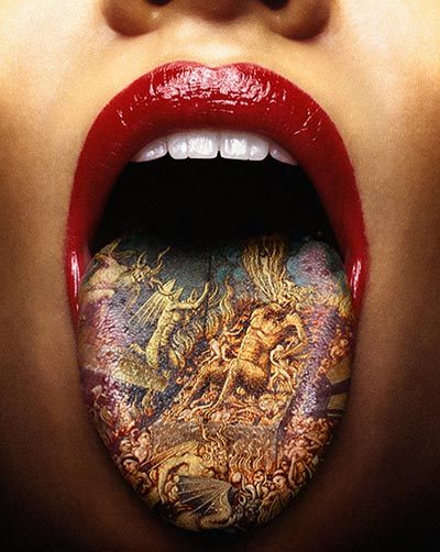 clouds tattoo. tongue tattoo