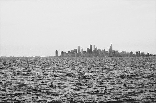black and white chicago skyline. skyscraper: Chicago skyline