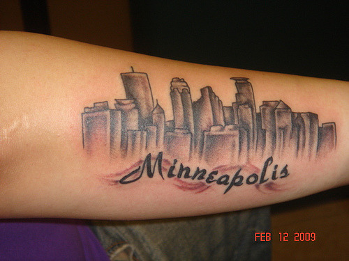 Minneapolis Skyline Tattoo by happyness0101