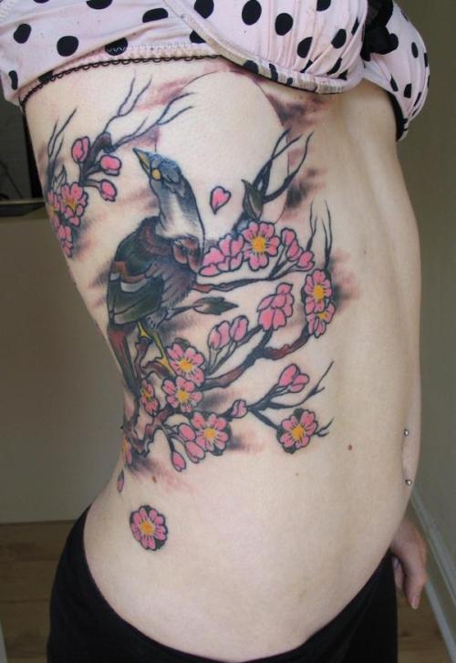 Tagged tattoo sakura blossom blossoms pink girl bra bird cherry sakura