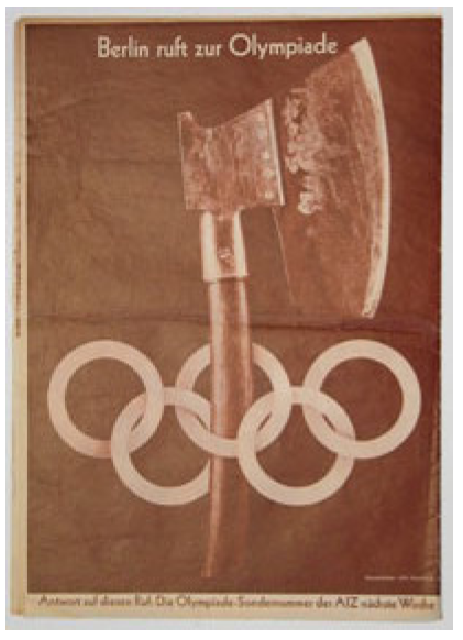 John Heartfield     Berlin ruft zur Olympiade [Berlin summons to the Olympic Games]<br />AIZ. Vol. 15, No. 26. 24 June 1936.