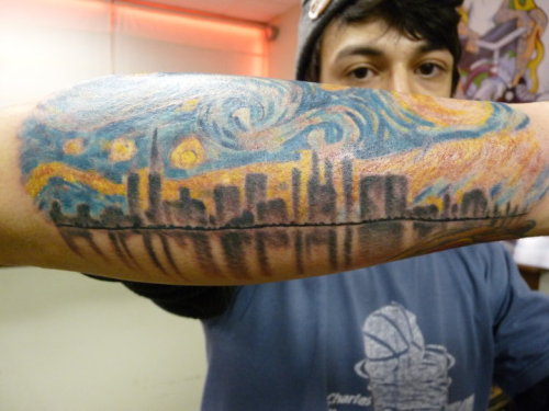 skyline tattoos. Starry Night + Chicago skyline