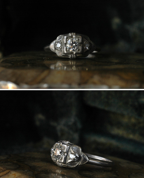 1930s Art Deco European Cut Diamond Ring, 0.20ct, Platinum