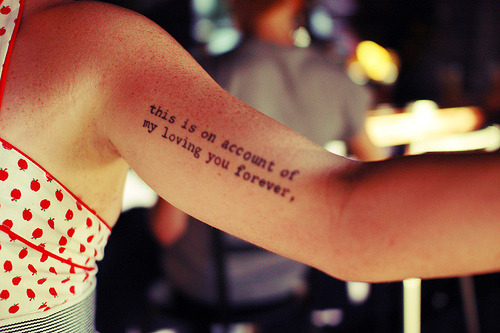tattoo text. The text of her tattoo