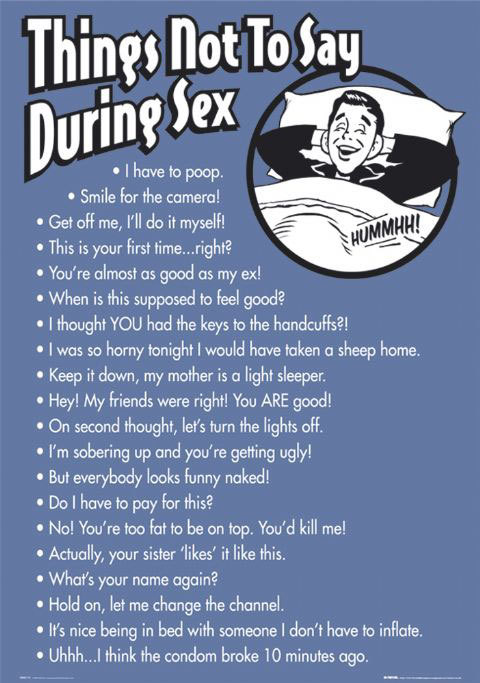 9gag:  Things Not To Say During Sex
