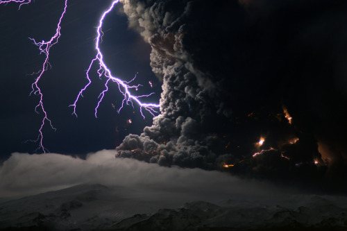 iceland volcano lightning wallpaper. Ash and Lightning Above an