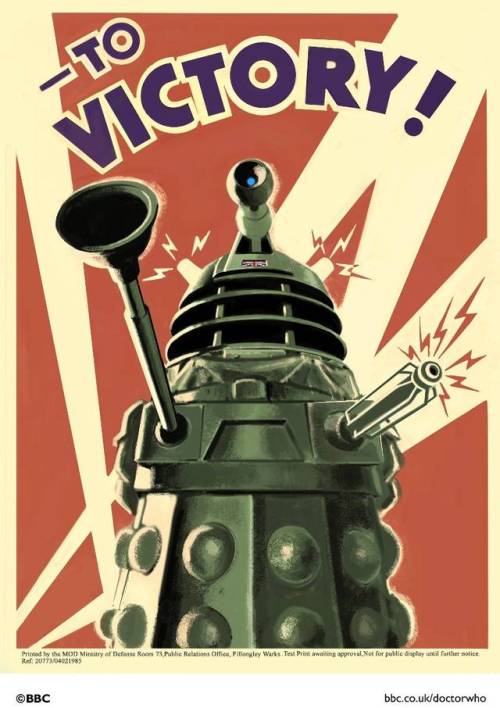 tardisadventures:    thetardis:    thedailywhat:    Promo Poster of the Day: The BBC created this sweet Dalek propaganda poster to promote “Victory of the Daleks” — the third episode of the new season of Doctor Who.  Hi-res PDF available here.  [boingboing.]