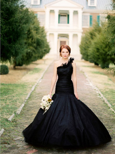 Flowers in her hair A black Wedding Gown Jose Villa Fine Art Weddings