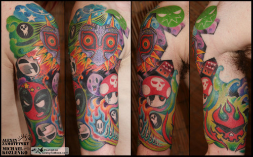 Stylish Geek Sleeve via Geeky Tattoos Holy wow tagged as nintendo ink