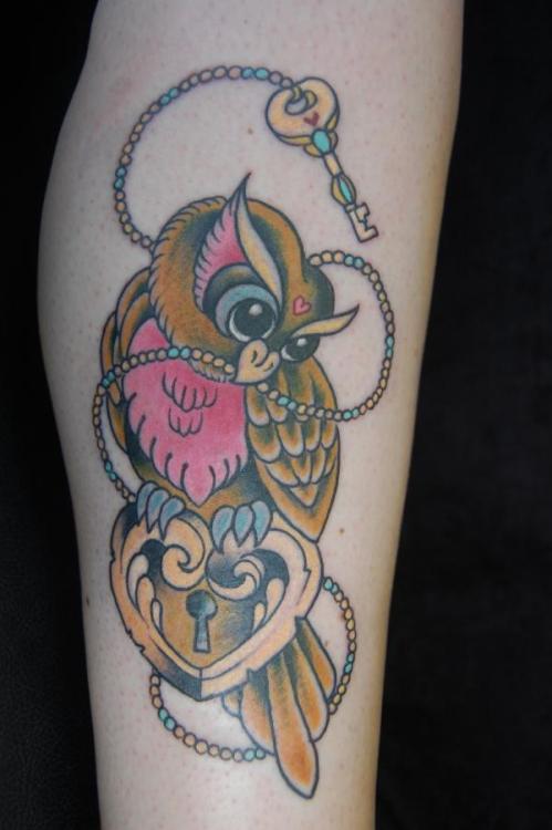Tagged: owl · tattoo · owl tattoo · lock · key