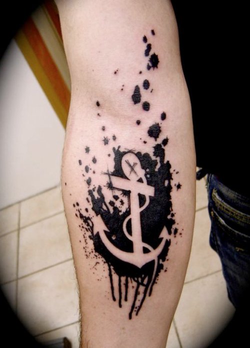 black work anchor needles side tattoo 3 notes View high resolution