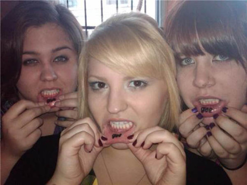 kurthummel:  Flavorwire&#160;» 10 Epic Cult TV Tattoos This is exactly what it looks like: three teenage girls with Glee tattoos on the insides of their lips. These had better be temporary, or Mom is gonna be pissed.  I&#8217;m pretty sure these are the girls Amber talked about in that strange fan encounters video I reblogged earlier. I&#8217;ve heard those tattoos heal/fade really fast, but still. That&#8217;s just nuts. Even if I totally considered getting a tiny Rachel Berry gold star tattoo when I was in NYC to see the tour. 