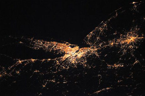 new york city at night from space. Tagged: Space,, New York City,