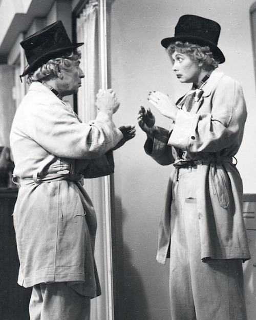 Lucille Ball Harpo Marx I Love Lucy production still