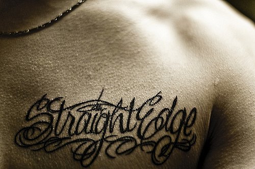 Tagged tattoo chest boy lettering straight edge photo Notes 91