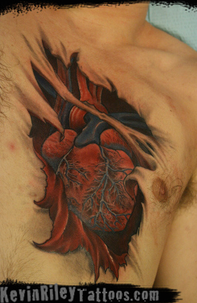 human heart tattoo. Custom drawn heart tattoo.