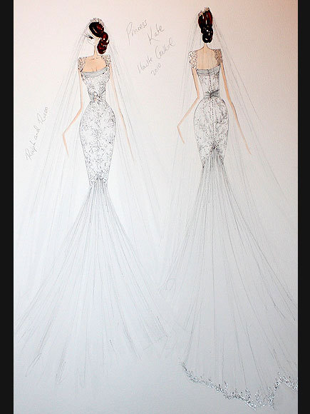 kate wedding dress sketches. Ralph amp; Russo wedding dress