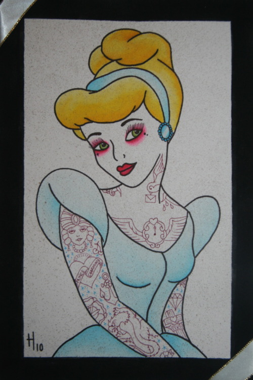 Cinderella with #tattoo - painting by Heather Holyoak