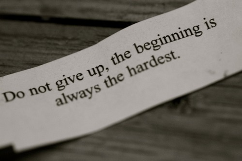 Não desista, o começo é sempre o mais difícil.