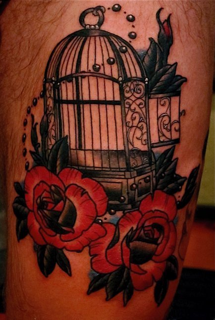 Birdcage tattoo by Brianna