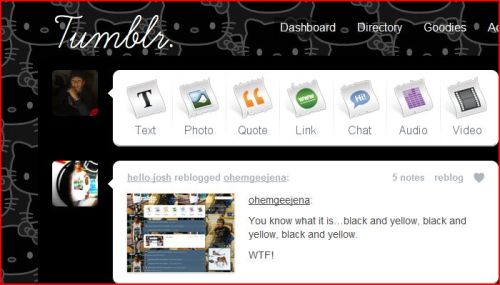 Yeahh, Black hello kitty background and fancy tumblr font. Thug Life.
