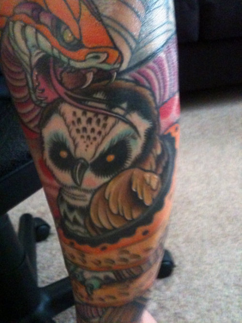 Willy Cutlip @ Bad Apple Tattoo Las Vegas Knowledge (owl) being suppressed 
