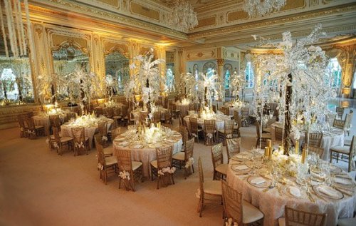 White and gold themed wedding at MarALago in Palm Beach FL