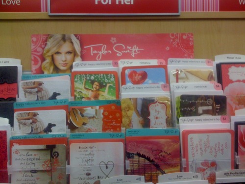 Taylor Swift American Greeting Card display at Walmart. Valentines Day cards