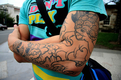  ocean sleeve sleeve tattoo sea turtle waves flowers awesome arm 