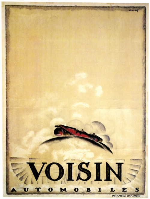 Vintage Voisin Automobiles poster from 1923 Illustration by Charles Loupot
