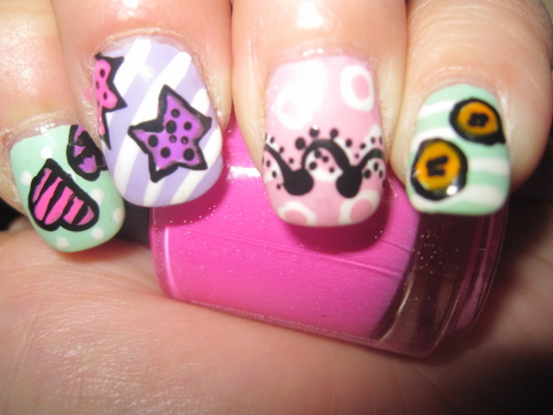 easy to do nail art, sweet girly n