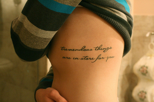 Tremendous Things For You You Side Cursive Awesome Love Tattoo