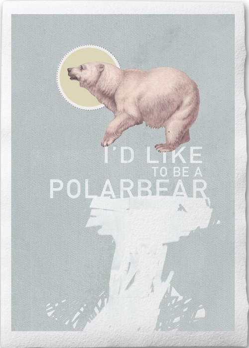 Ehem&#8230;.my collage a day project somehow became an &#8220;A Collage A Week&#8221; project&#8230;Anyway. This week&#8217;s collage is about polarbears. Hope you like polarbears.
I Want To Be A Polarbear  Print on Handmade by froschkind on @Etsy