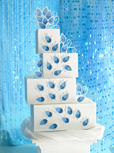 Something Blue gift box fascinator hat inspired wedding cake via 