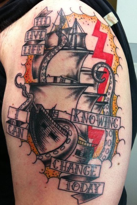 pirate ship tattoos. Pirate Ship tattooed by Noelle