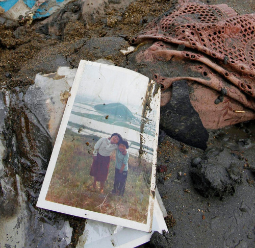 A photograph amidst rubble in Higashimatsushima City, Miyagi Prefecture in northern Japan