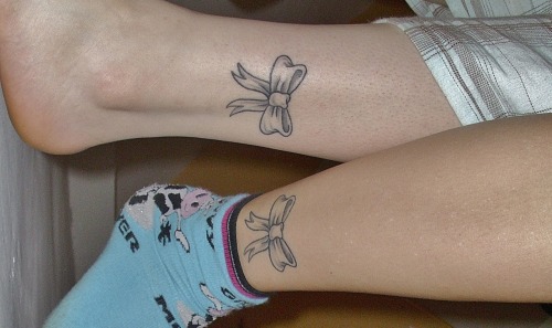 This is me and my best friends tattoo Its a bow and on my Right