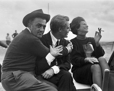Marcello Mastroianni, Sophia Loren and Frederico Fellini
