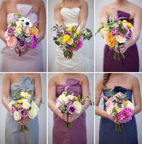 tagged as wedding bride bridesmaids bouquet purple orange yellow 