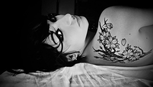 black and white flower tattoos. #lack and white #flowers