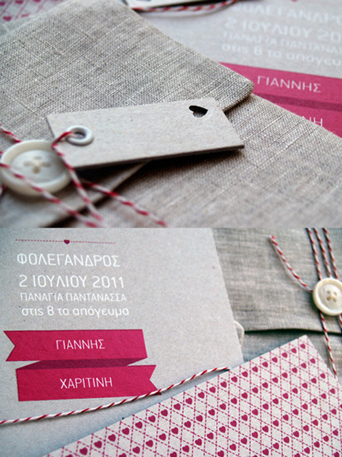 Wedding invitation Silkscreen on cardboard 2color Linen envelope