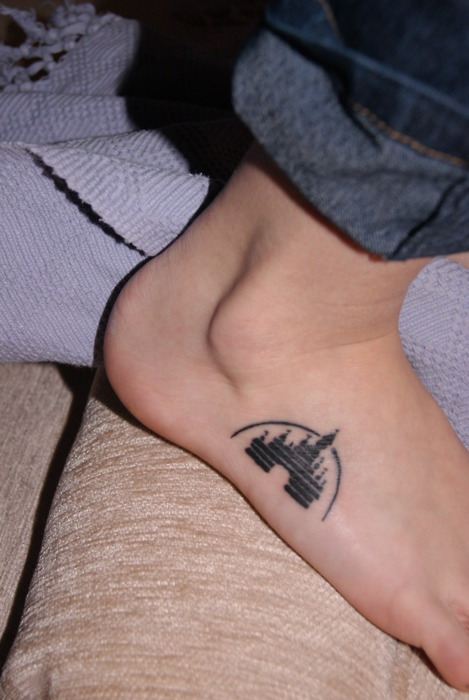 castle tattoos. castle foot tattoo done 2