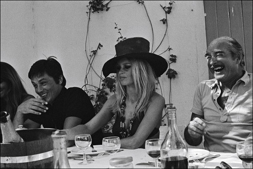 awesomepeoplehangingouttogether Alain Delon Brigitte Bardot and Eddie 