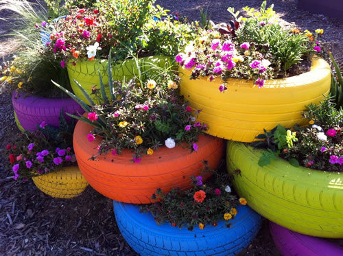 color tire garden planters