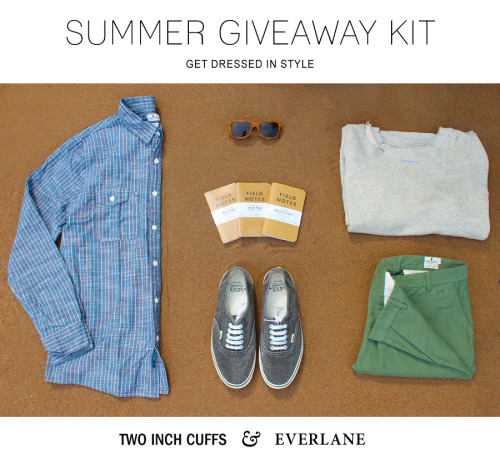 Opening Statement: Summer is here and after the response from last season’s giveaway by Two Inch Cuffs, they decided to team up with us to give our readers a chance to get their hands on the same brands we all feature daily. Brands such as Shwood, Penny Stock, Field Notes Brand, and Vans have always been apart of our collective season essentials and now they can very well be apart of your wardrobe. Both of us recognize all the support that we have been getting from our readers, so consider this our way of saying thank you. Enjoy your Summer! Giveaway Contest Details (win the entire kit): 1. Must follow Two Inch Cuffs and Everlane on Twitter: twitter.com/twoinchcuffs and twitter.com/everlane.2. Must reblog this post from Everlane.3. Must comment on the Two Inch Cuffs Post accompanied by your name and email (this is how we verify): twoinchcuffs.com/summer-giveaway.4. There will be 1 winner chosen randomly. That winner will receive all of the prizes in the kit.5. Contest ends on June 19th, 2011 11:59 p.m. (EST) and the winner will be notified via email and through Twitter/ Facebook. Best of luck! Everlane & Two Inch Cuffs