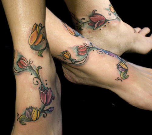 foot flower tattoo Artist