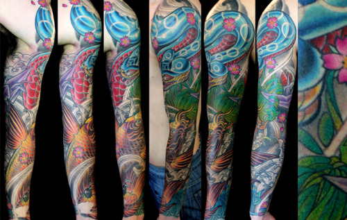 japanese tattoo artists san diego. San Diego Tattoo Artist Terry Ribera. Japanese tattoo of koi and snake by 