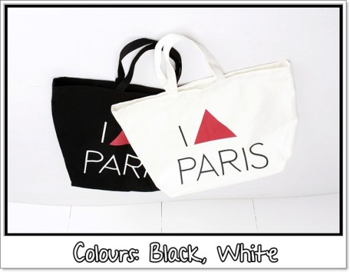 &#8220;I ▲ PARIS Bag&#8221; - SGD$8Colours: White, Black
Mixed cappings with   other items in the blogshop.Check status of cappings at About. 